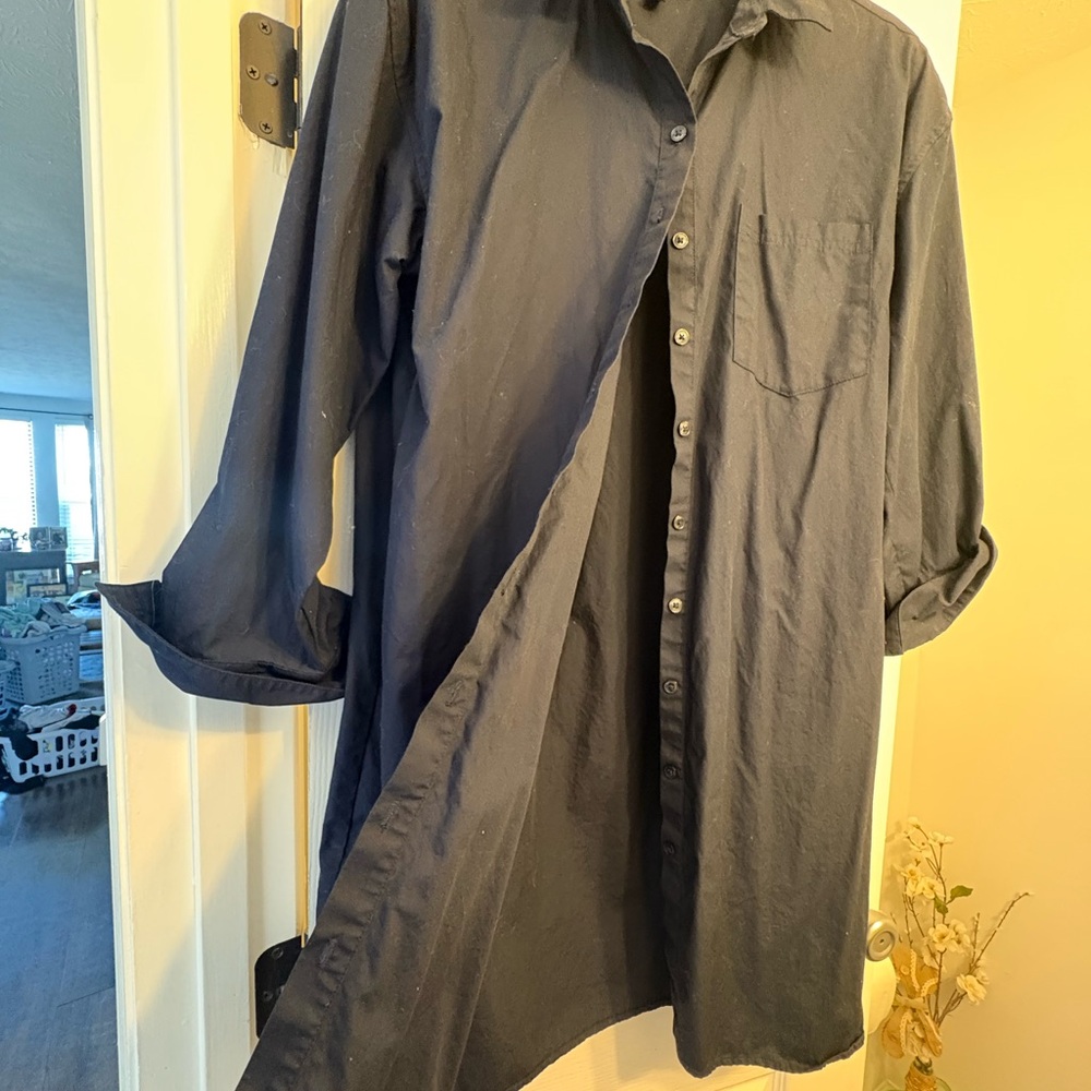 Dark Blue Button-Up Shirt/Dress